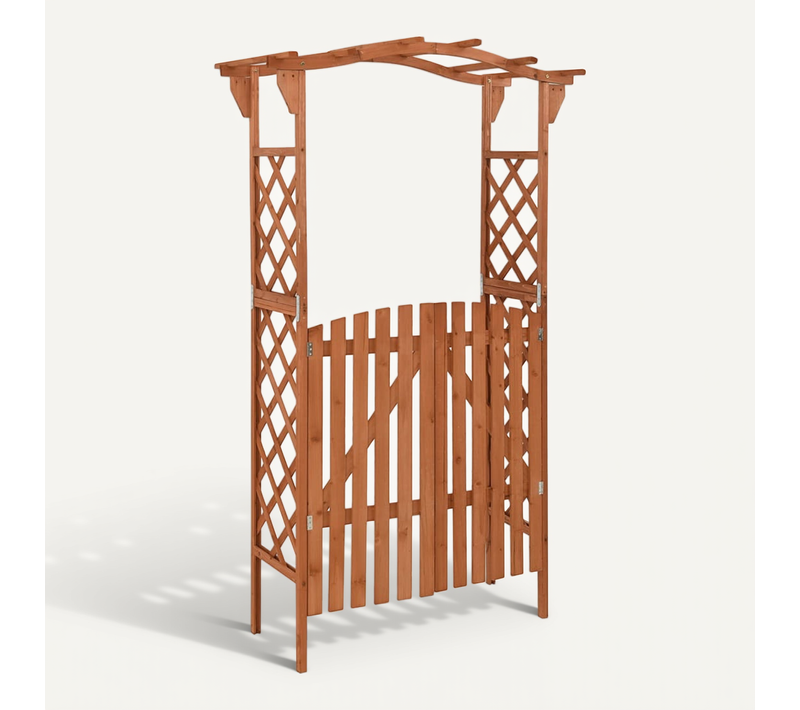 Pergola Avec Portail et Treillis 116x40x204 Cm Bois De Sapin Massif