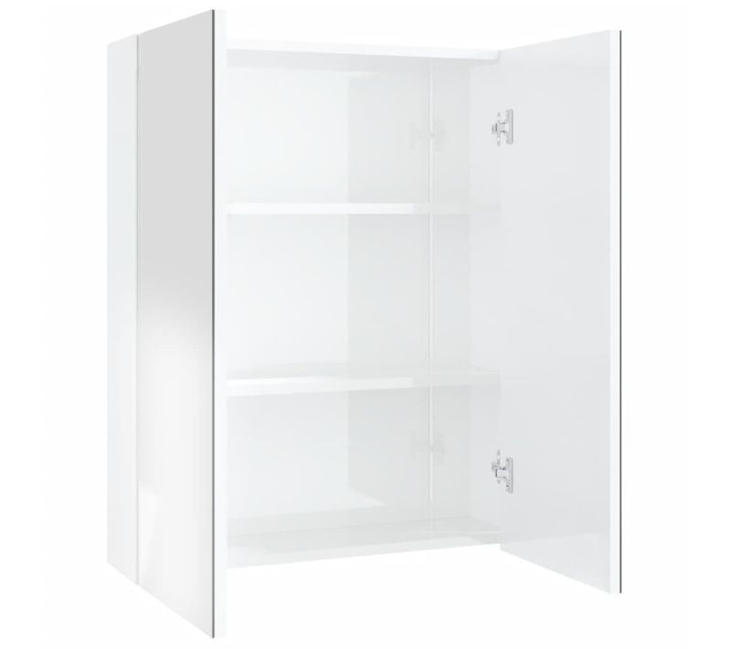 Armoire à Miroir De Salle De Bain 60x15x75cm Mdf Blanc Brillant