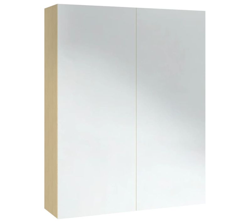Armoire à Miroir De Salle De Bain 60x15x75cm Mdf Blanc Et Chêne