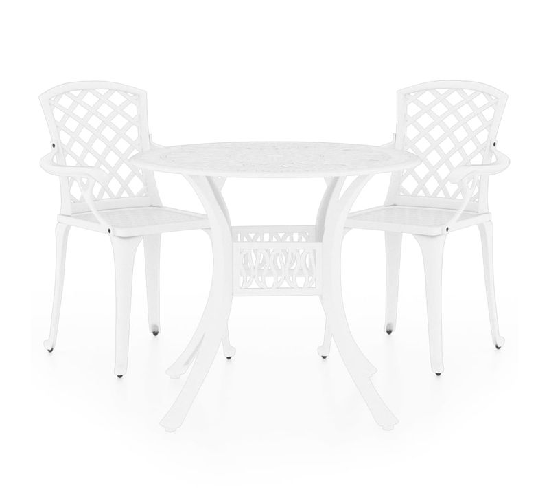 Ensemble De Bistro 3 PCs Aluminium Coulé Blanc