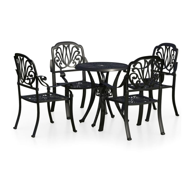 Ensemble De Bistro 5 PCs Aluminium Coulé Noir