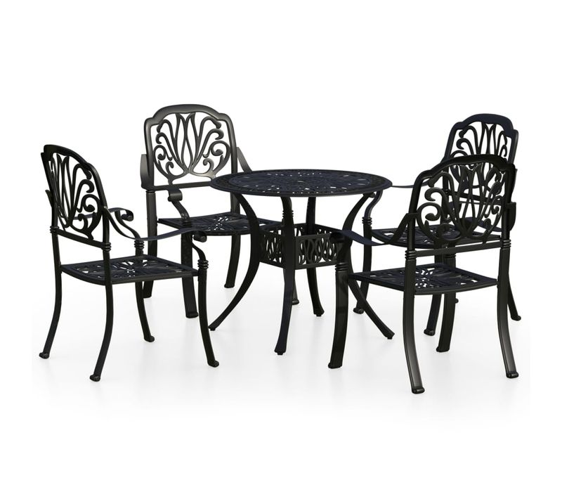 Ensemble De Bistro 5 PCs Aluminium Coulé Noir