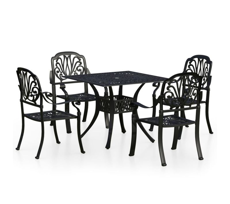 Ensemble De Bistro 5 PCs Aluminium Coulé Noir