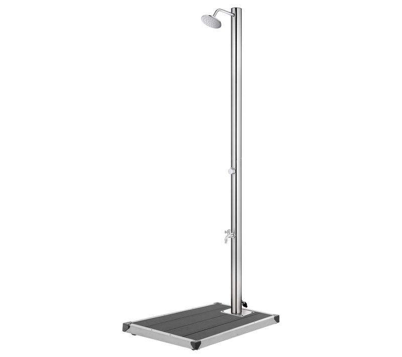 Douche De Jardin Avec Base Gris 220 Cm Acier Inoxydable