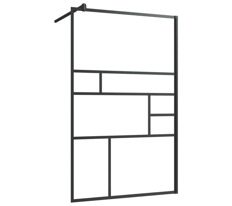 Paroi De Douche 100x195 Cm Verre Esg Transparent Cadre Alu Noir Barre Réglable