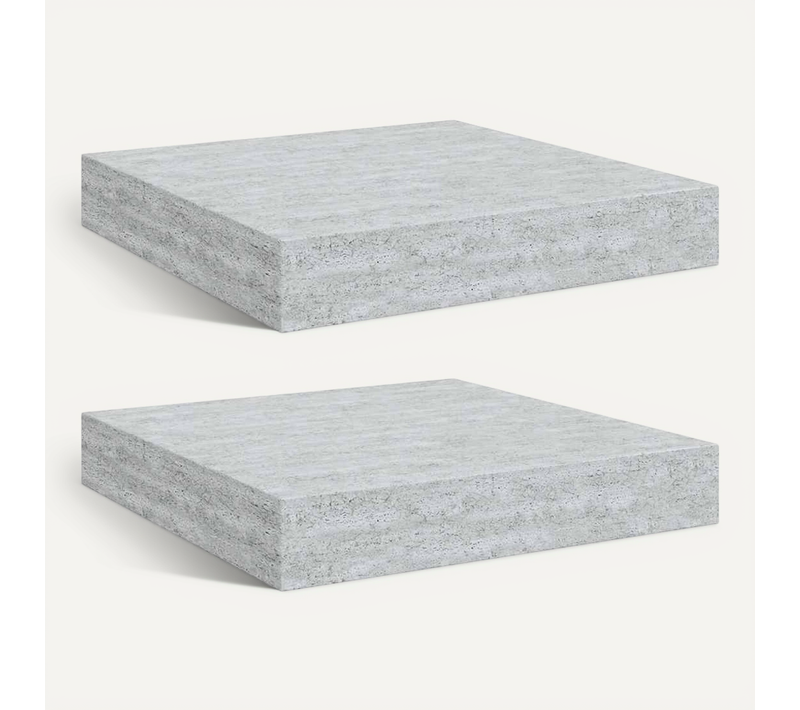 étagères Murales Flottantes 2 Pièces Gris Béton 23x23,5x3,8 Cm Mdf