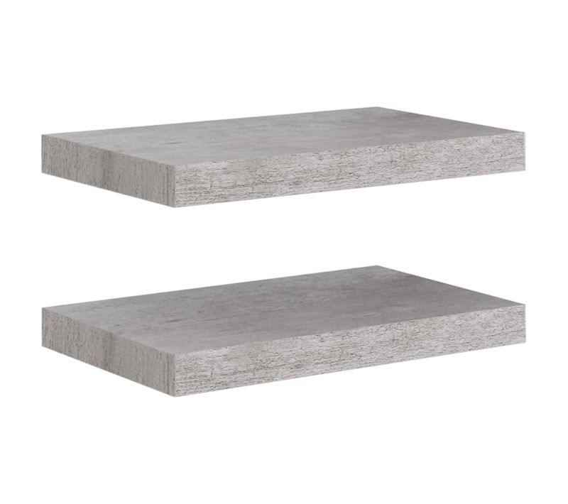 étagères Murales Flottantes 2 Pièces Gris Béton 40x23x3,8 Cm Mdf