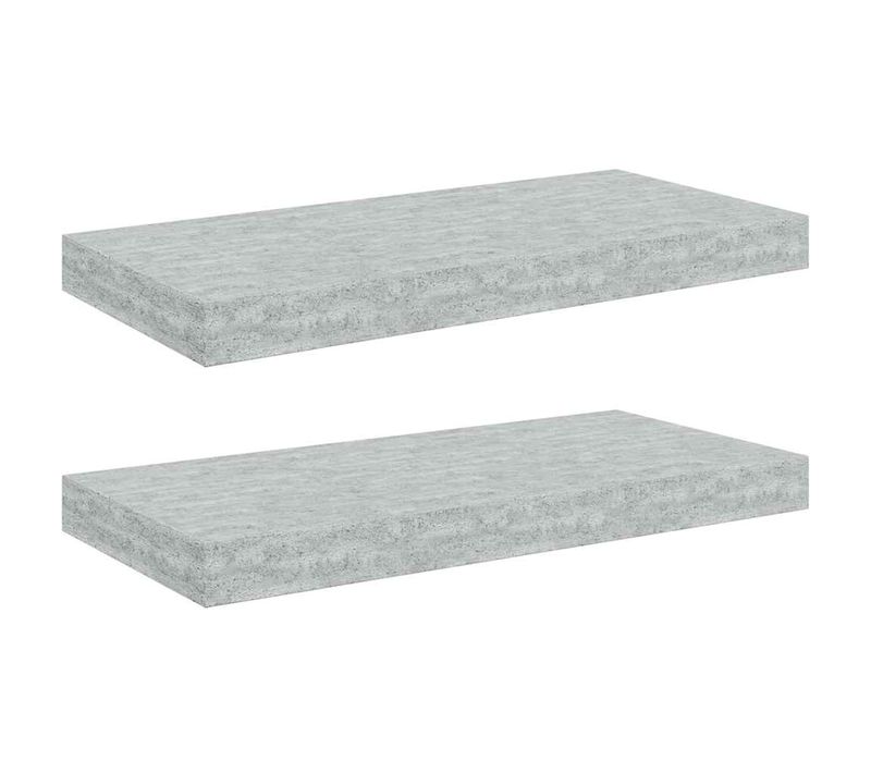 étagères Murales Flottantes 2 Pièces Gris Béton 50x23,5x3,8 Cm Mdf