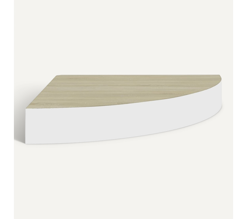 étagère D'angle Murale Chêne Et Blanc 35x35x3,8 Cm Mdf