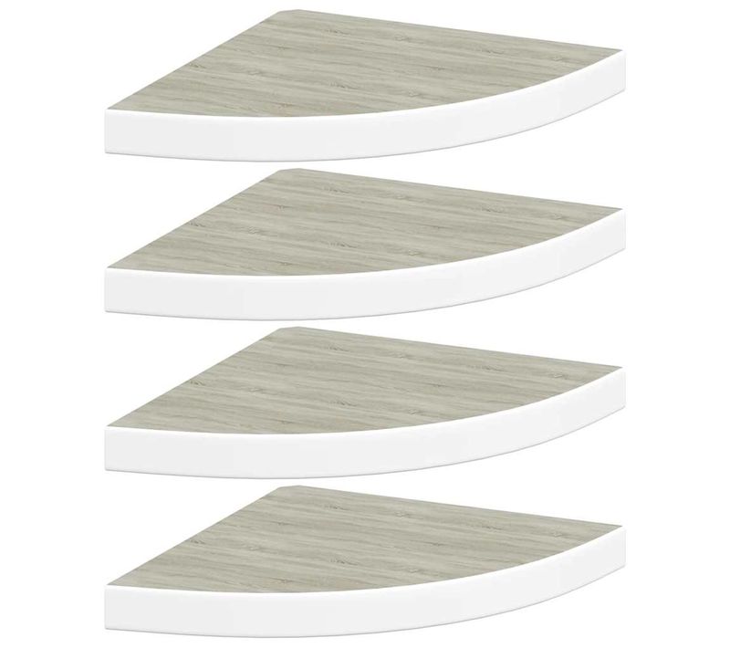 étagères D'angle Murales 4 Pièces Chêne Et Blanc 35x35x3,8 Cm Mdf