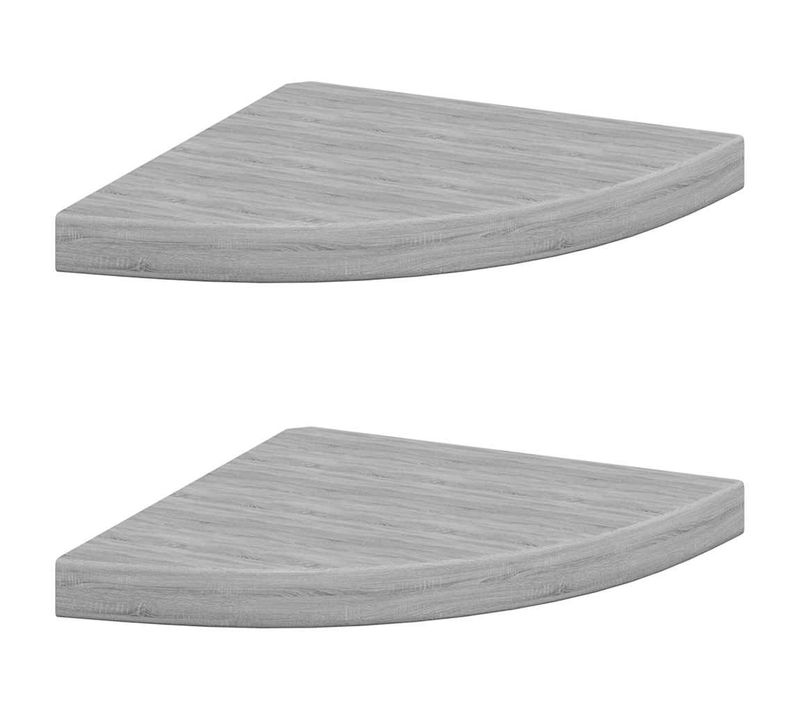 étagères D'angle Murales 2 Pièces Gris Béton 35x35x3,8 Cm Mdf