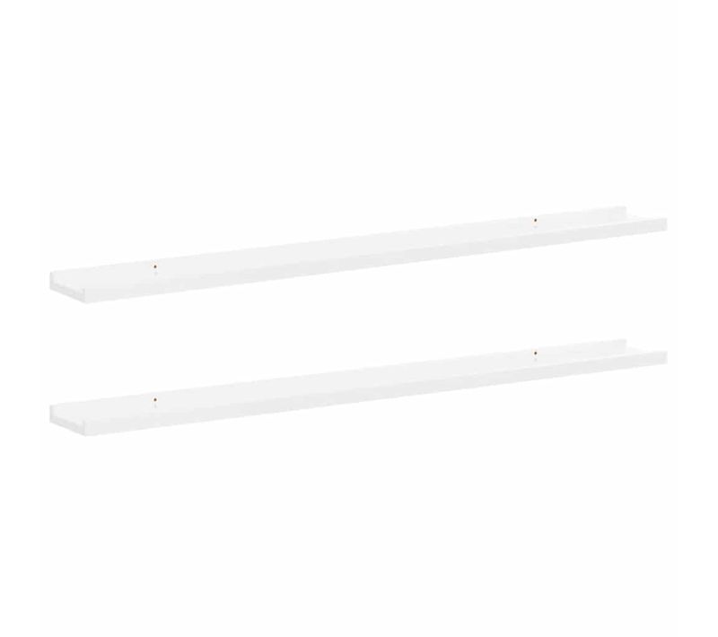 Étagères Murales 2 Pièces Blanc Brillant 100x9x3 Cm