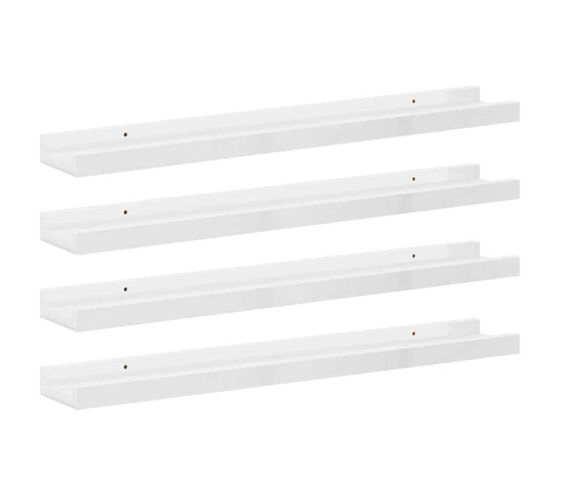 Étagères Murales 4 Pièces Blanc Brillant 60x9x3 Cm