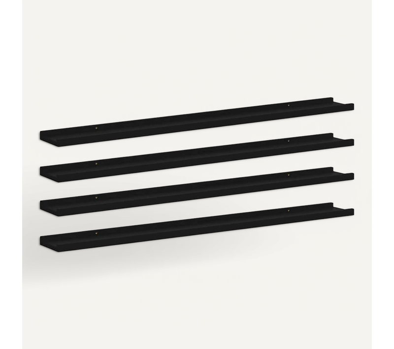 étagères Murales 4 Pièces Noir 100x9x3 Cm