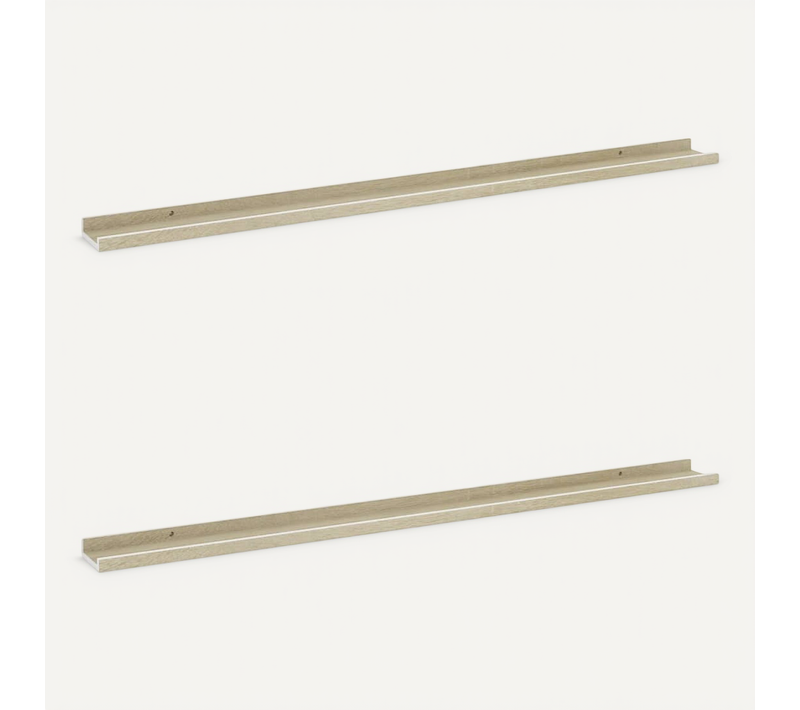 étagères Murales 2 Pièces Blanc Et Chêne Sonoma 115x9x3 Cm