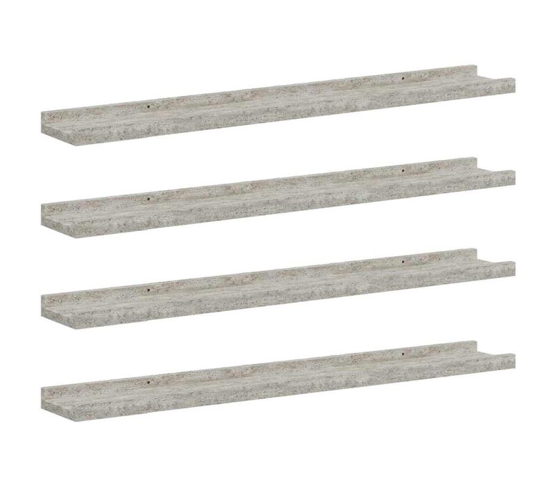 étagères Murales 4 Pièces Gris Béton 80x9x3 Cm