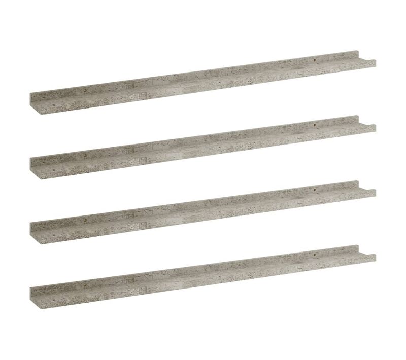 étagères Murales 4 Pièces Gris Béton 100x9x3 Cm