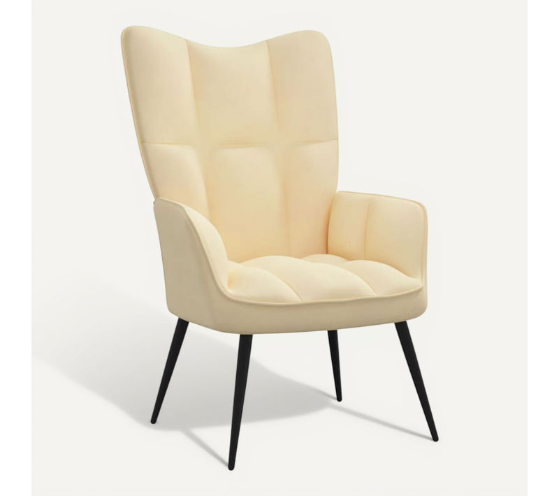 Chaise De Relaxation Blanc Crème Velours