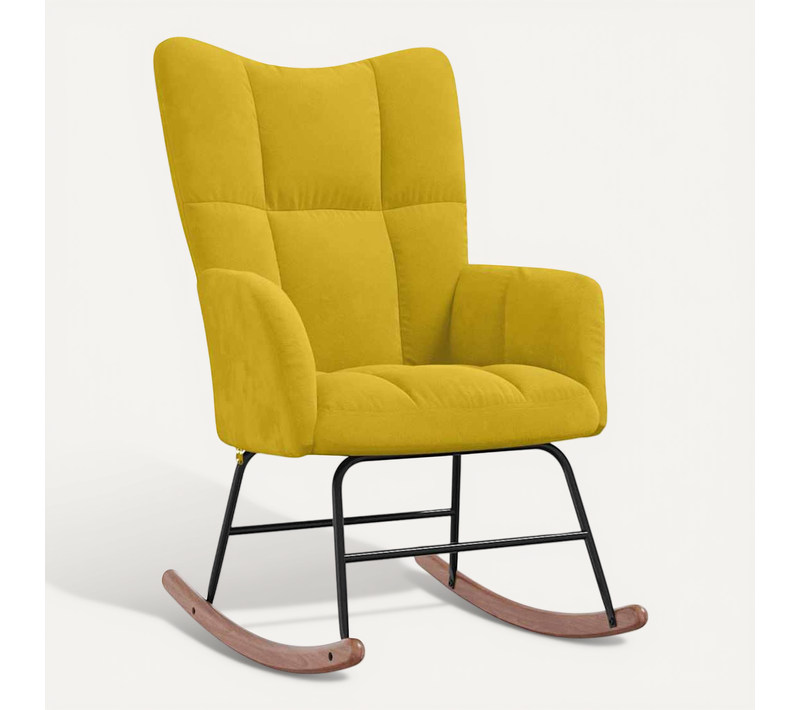 Chaise à Bascule Jaune Moutarde Velours