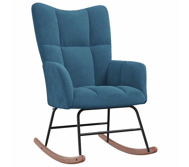 Chaise à Bascule Bleu Velours