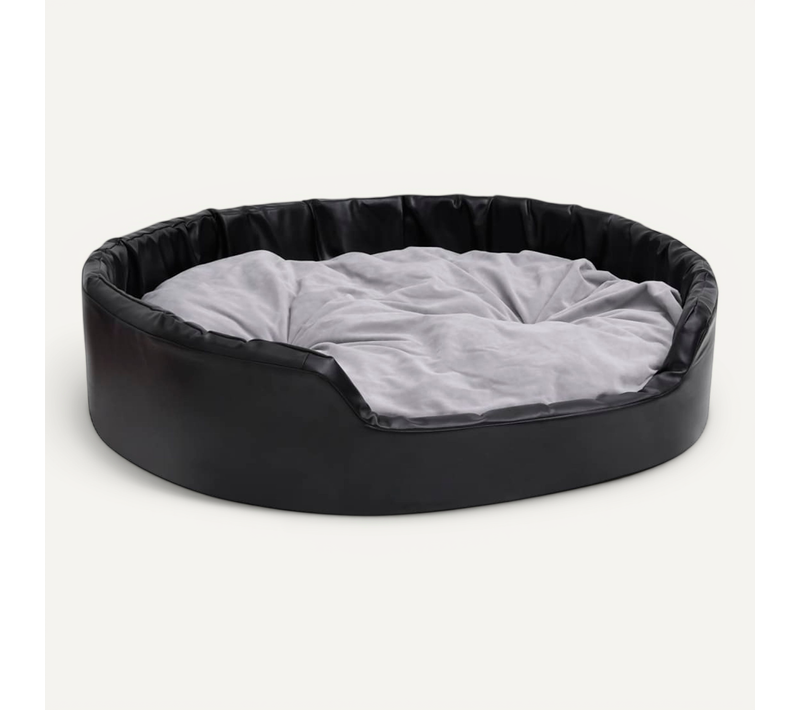 Lit Chiens Noir Et Gris 99x89x21 Cm Peluche Et Simili