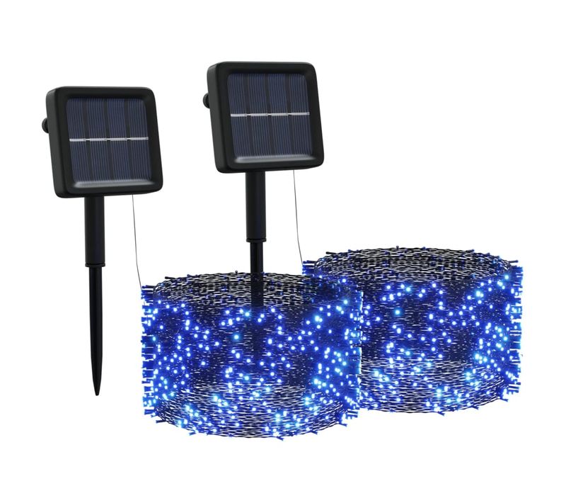 Lampes Solaires 2 PCs 2x200 LED Bleu Intérieur Extérieur
