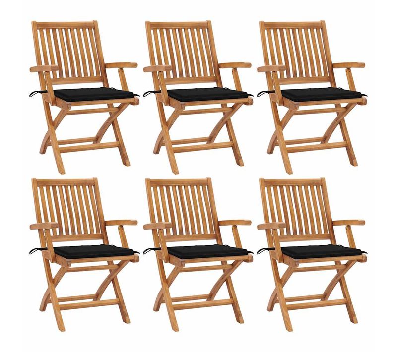 Chaises Pliables De Jardin Avec Coussins Lot De 6 Bois De Teck