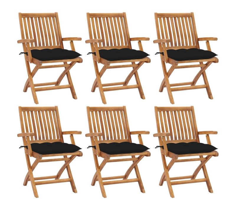 Chaises Pliables De Jardin Avec Coussins Lot De 6 Bois De Teck