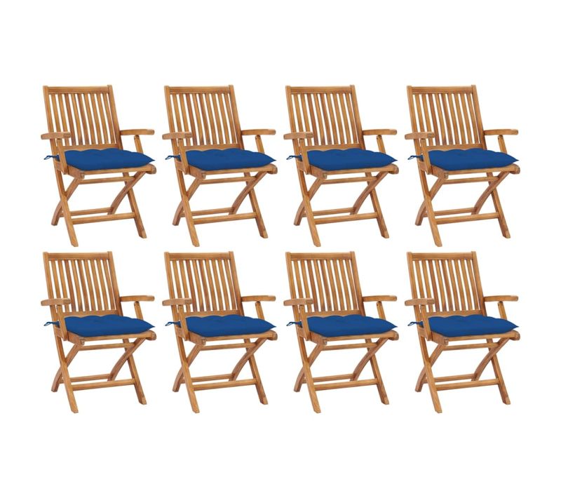 Chaises Pliables De Jardin Avec Coussins 8 PCs Teck Solide