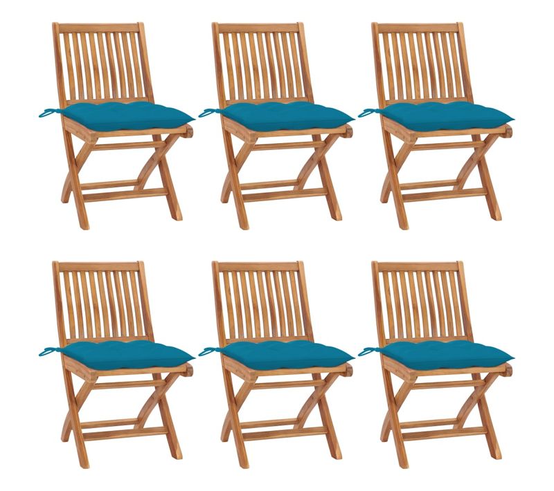 Chaises Pliables De Jardin Avec Coussins 6 PCs Bois De Teck