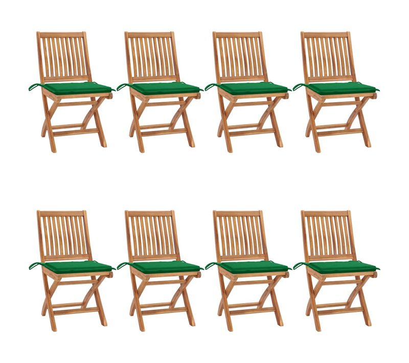Chaises Pliables De Jardin Avec Coussins 8 PCs Teck Solide
