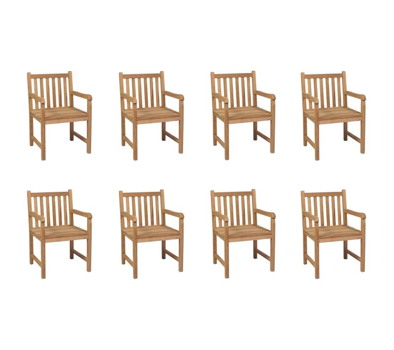 Chaises D'extérieur Lot De 8 Bois De Teck Solide