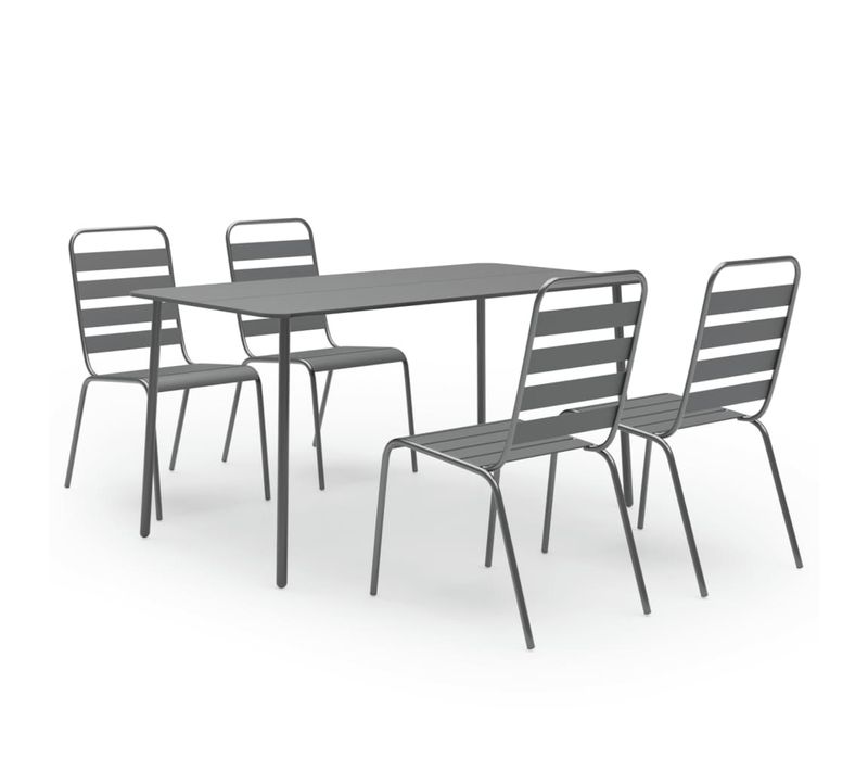 Ensemble De Salle À Manger De Jardin 5 PCs Acier Gris Foncé