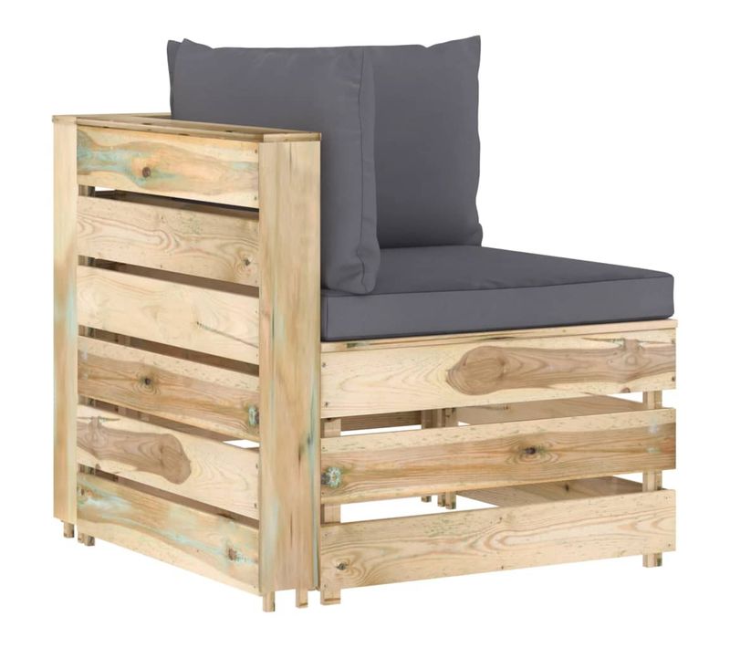 Canapé D'angle Sectionnel Avec Coussins Bois Imprégné De Vert