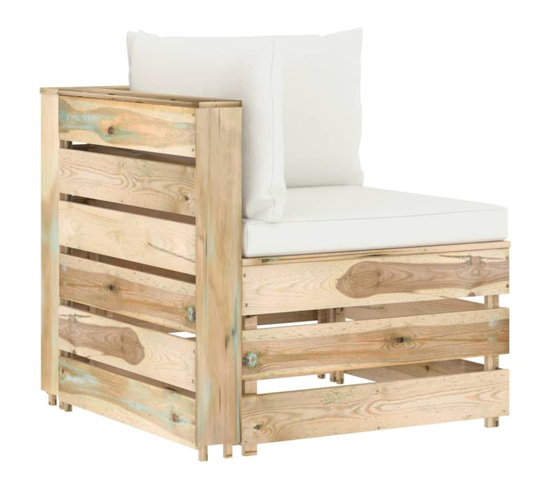 Canapé D'angle Sectionnel Avec Coussins Bois Imprégné De Vert