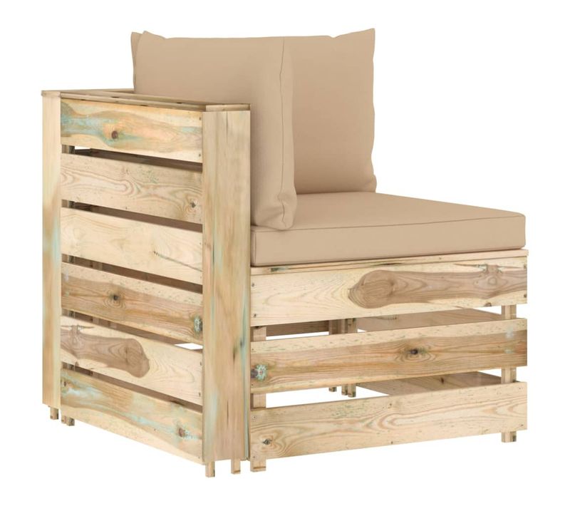 Canapé D'angle Sectionnel Avec Coussins Bois Imprégné De Vert