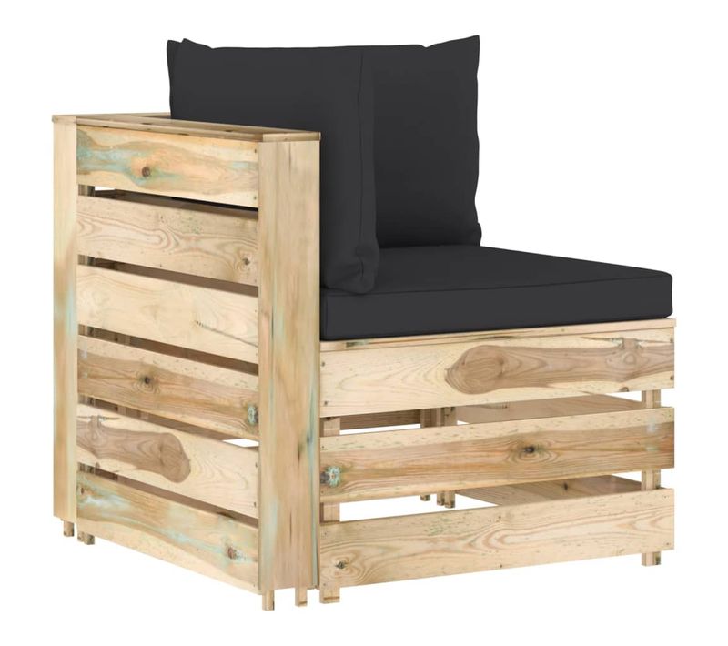 Canapé D'angle Sectionnel Avec Coussins Bois Imprégné De Vert