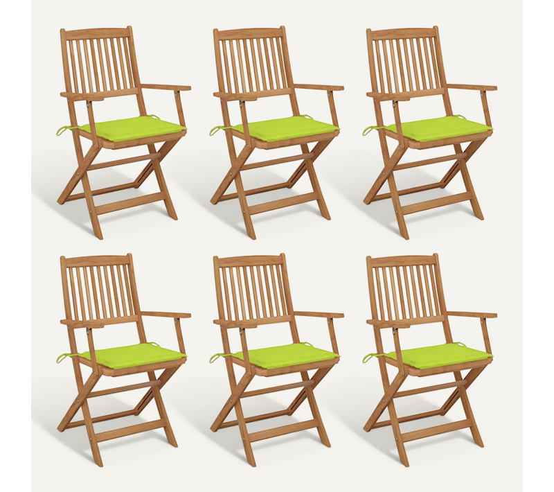 Chaises Pliables De Jardin Lot De 6 Avec Coussins Bois D'acacia