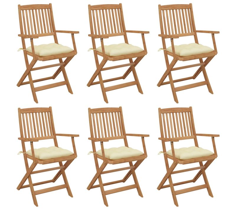 Chaises Pliables De Jardin Lot De 6 Avec Coussins Bois D'acacia