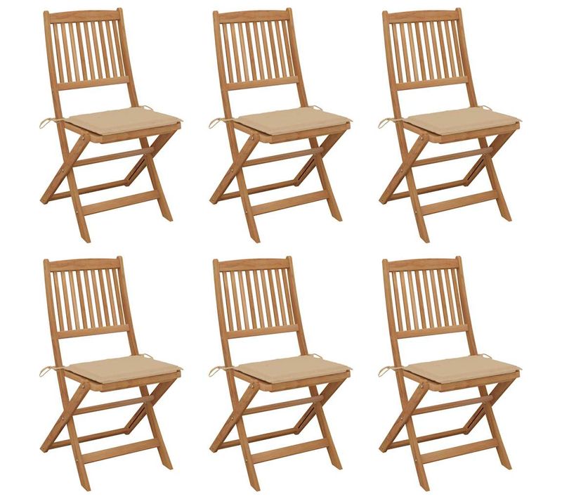 Chaises Pliables De Jardin Lot De 6 Avec Coussins Bois D'acacia
