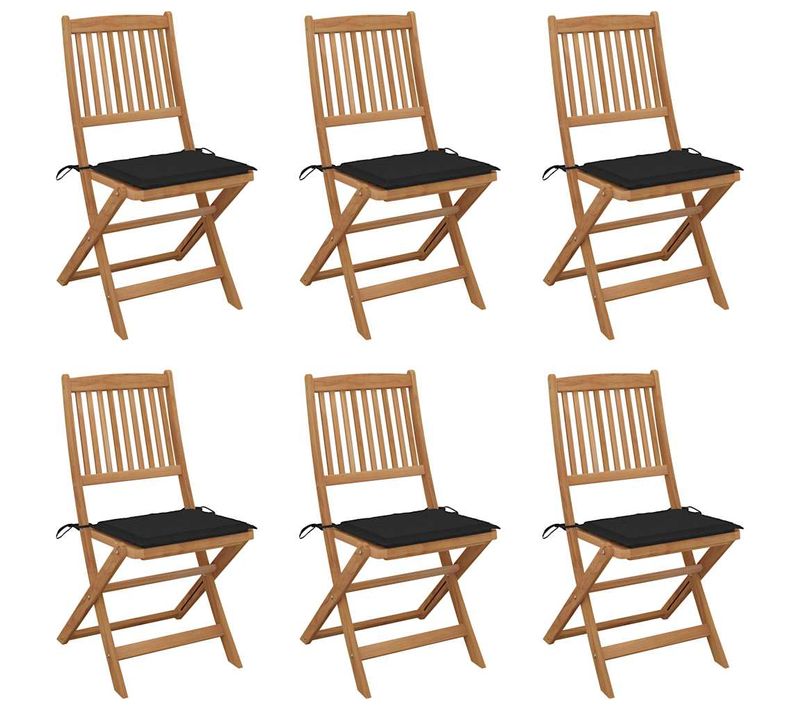 Chaises Pliables De Jardin Lot De 6 Avec Coussins Bois D'acacia