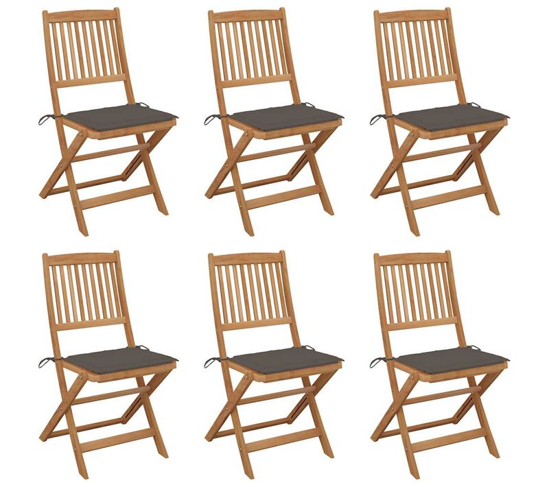 Chaises Pliables De Jardin Lot De 6 Avec Coussins Bois D'acacia