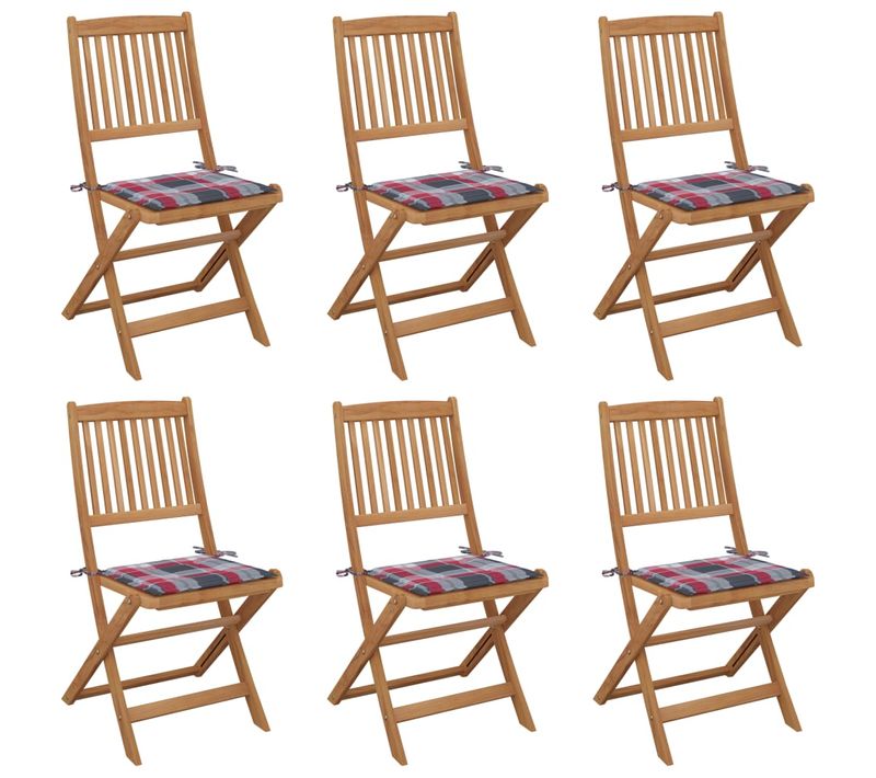 Chaises Pliables De Jardin 6 PCs Avec Coussins Bois D'acacia