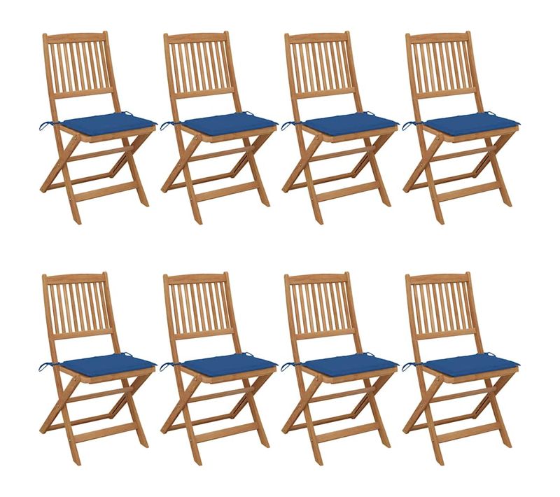 Chaises Pliables De Jardin Lot De 8 Avec Coussins Bois D'acacia