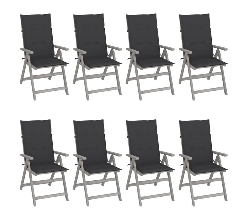 Chaises Inclinables De Jardin Et Coussins Lot De 8 Bois Acacia