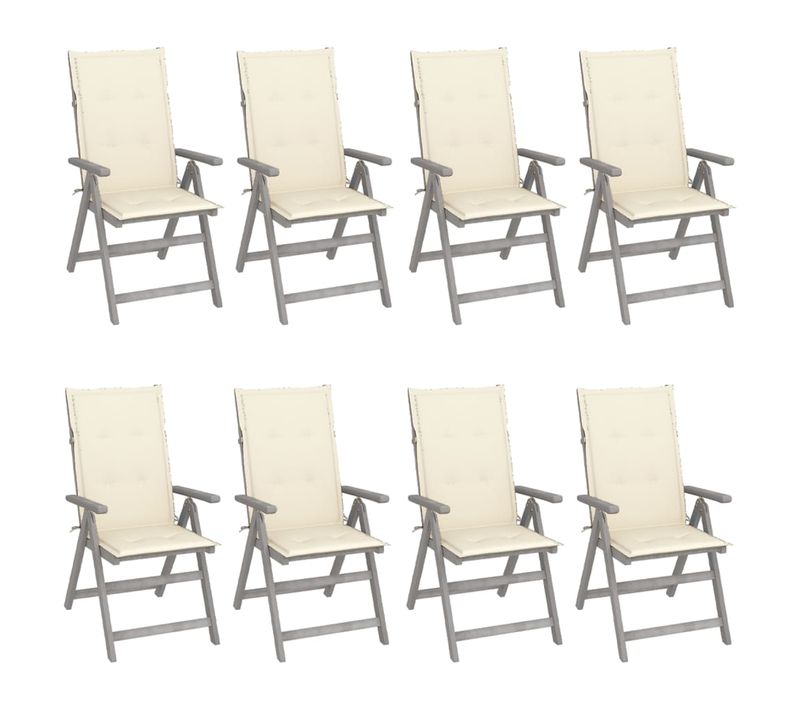 Chaises Inclinables De Jardin Et Coussins Lot De 8 Bois Acacia