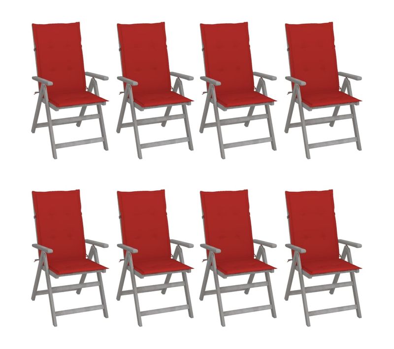 Chaises Inclinables De Jardin Et Coussins Lot De 8 Bois Acacia