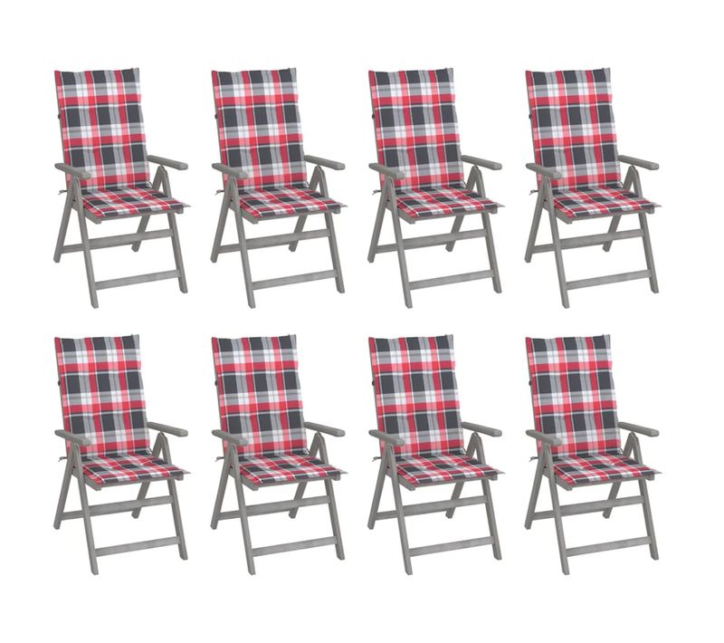 Chaises Inclinables De Jardin Avec Coussins 8 PCs Gris Acacia