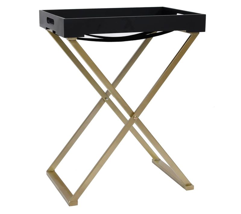 Table Pliable Doré Et Noir 48x34x61 Cm Mdf