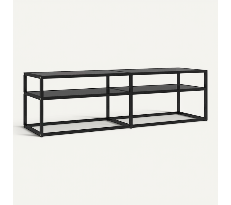 Meuble TV Noir 140x40x40,5 Cm Verre Trempé